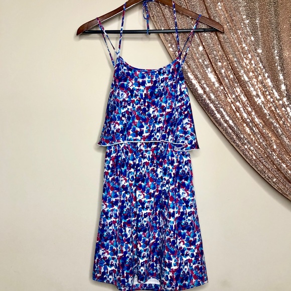 JESSICA SIMPSON Blue Watercolor Cutout Dress - Picture 4 of 10